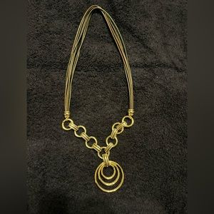 Premier Designs Goldtone and Faux Leather Strand Necklace. Never worn.